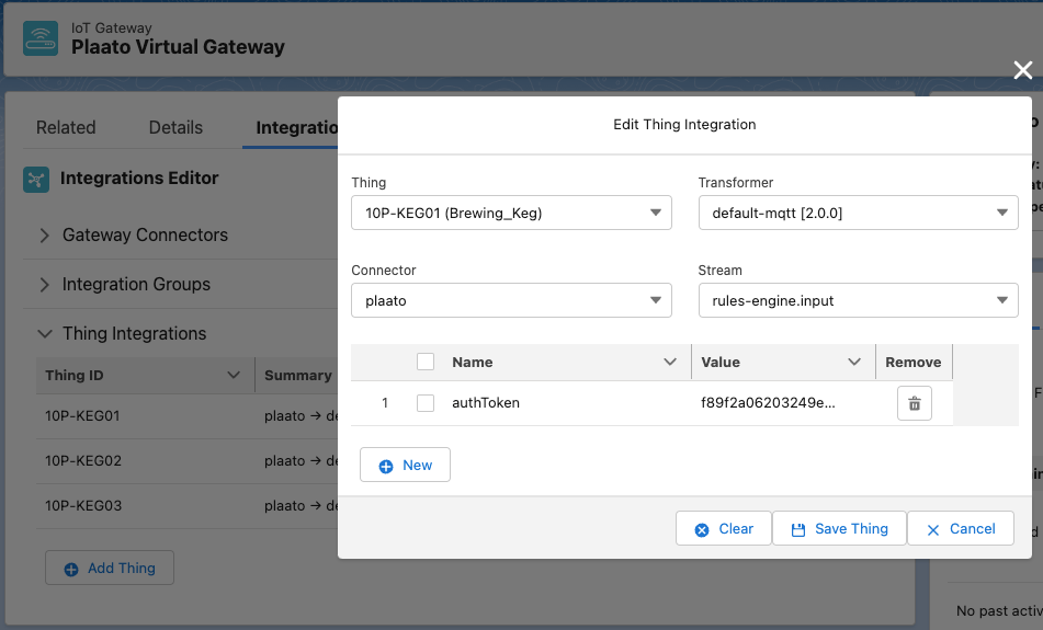 Integration Editor: Things