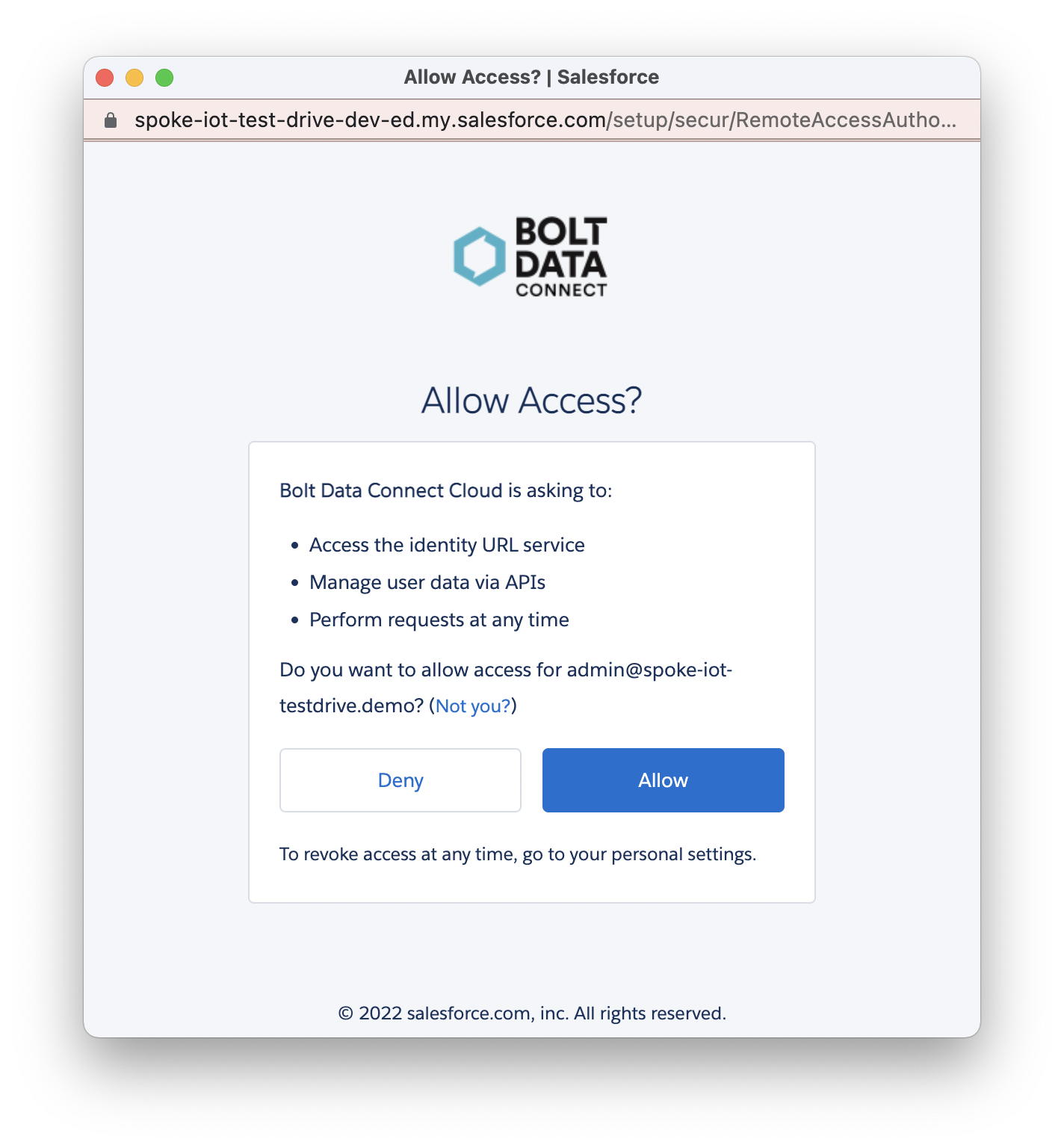 Allow the IoT Cloud to access your Org