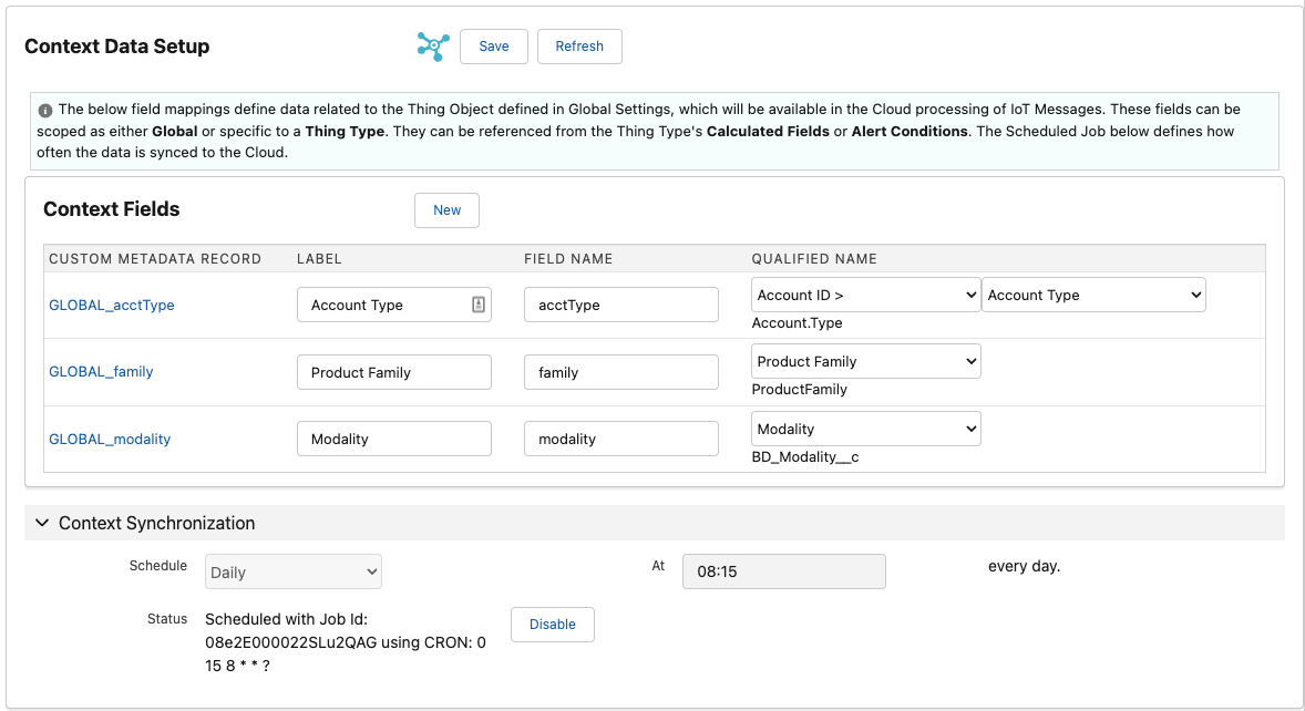 Context Data Settings