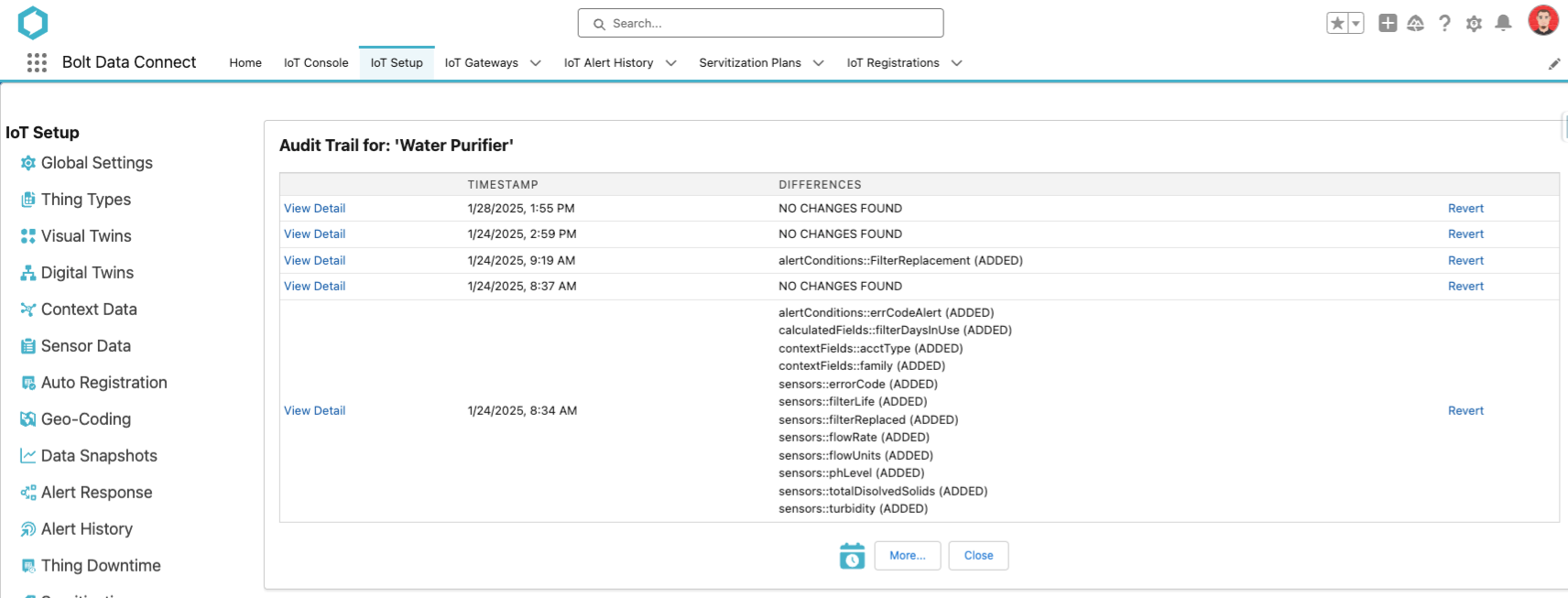 Thing Type Audit Trail