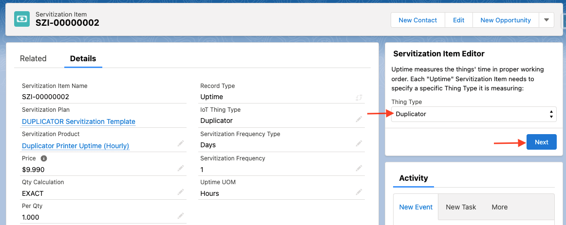 Edit Servitization Item: Uptime