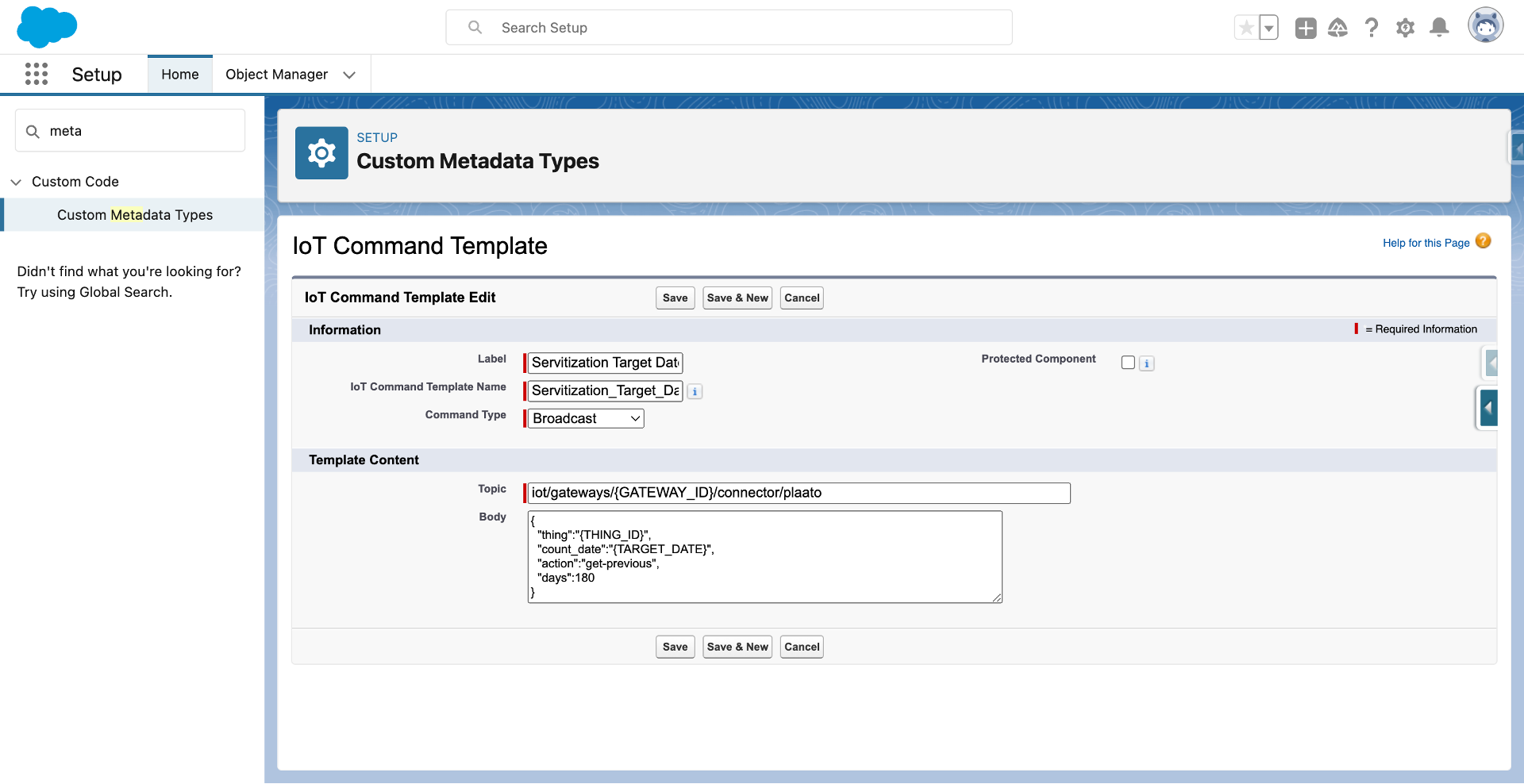 Servitization Target Date Command Template