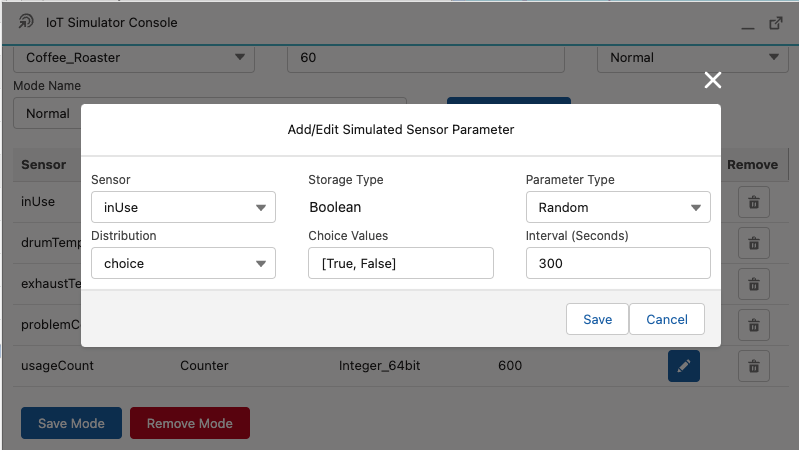 Simulator Console Parameter - Choice