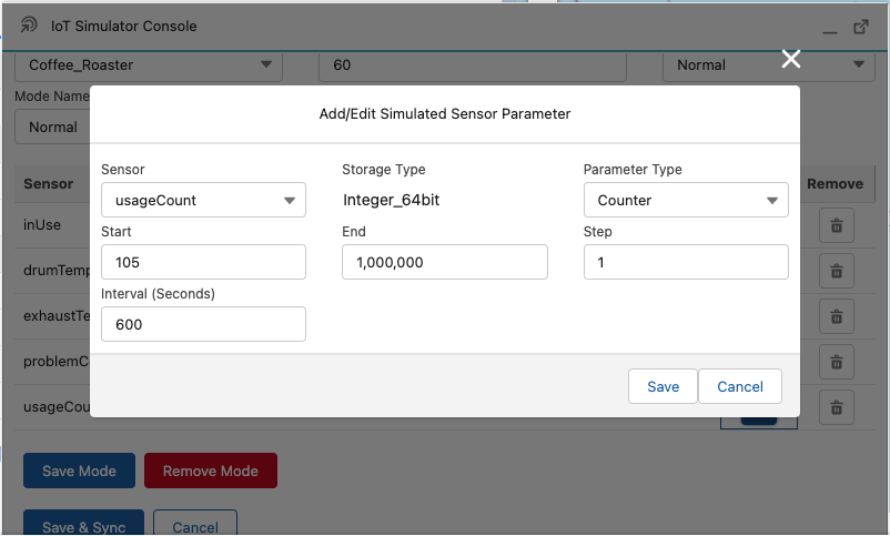 Simulator Console Parameter - Counter