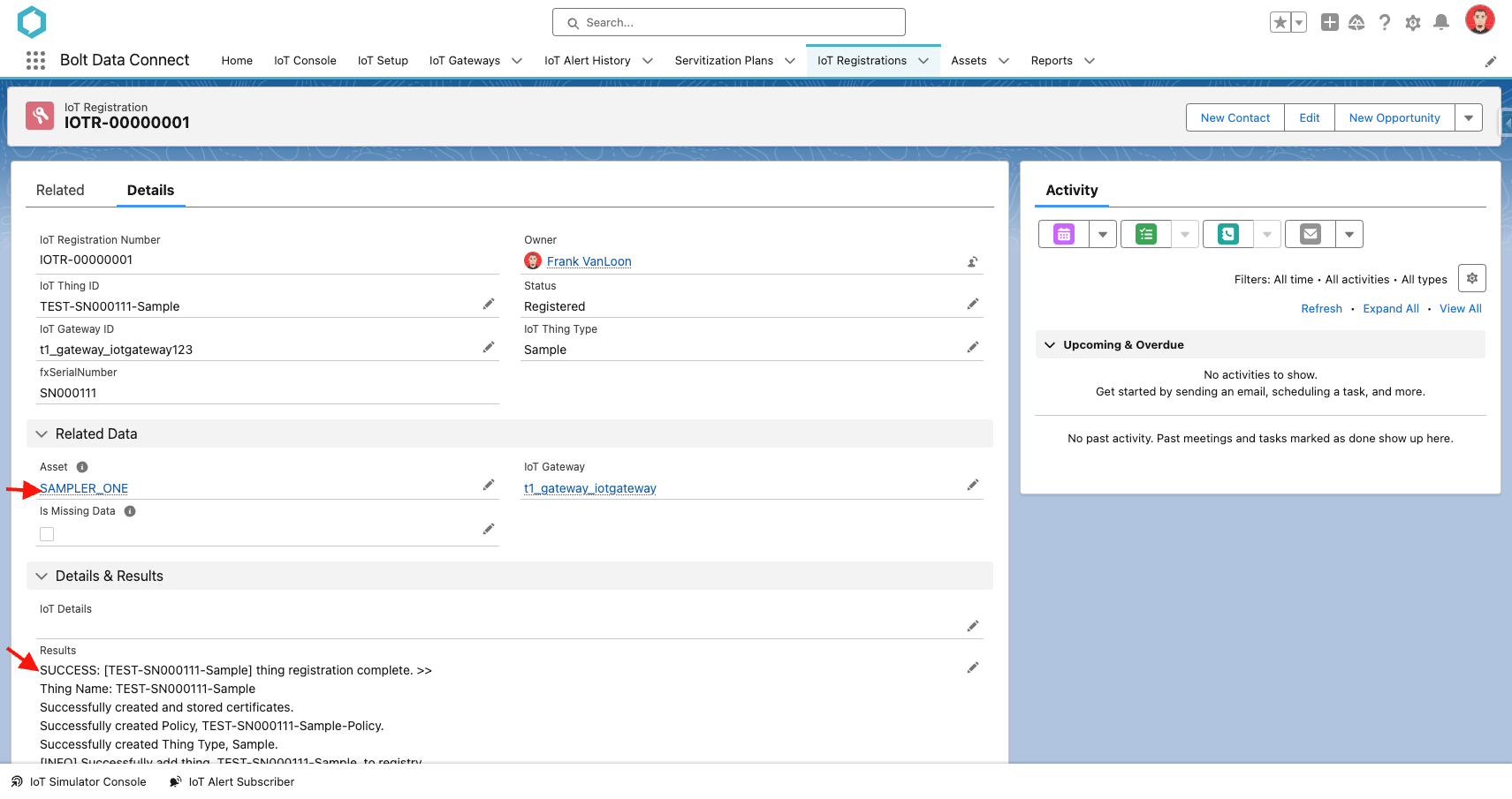 IoT Registration Objects