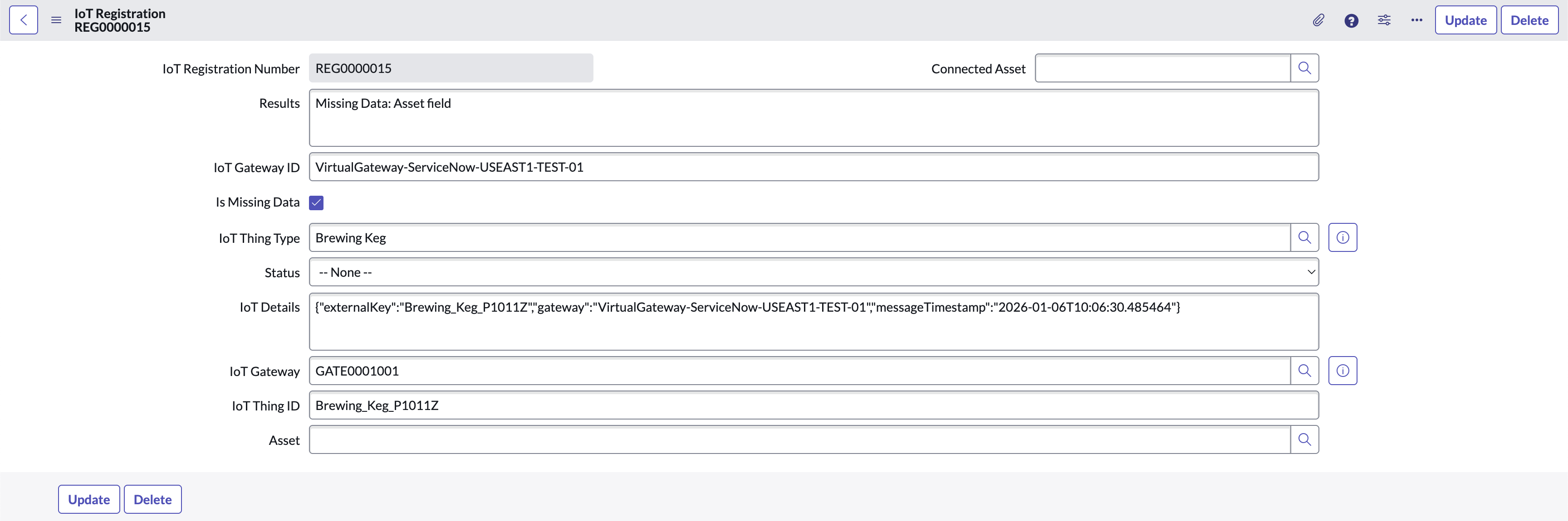 Registration Record with a Missing Asset Field