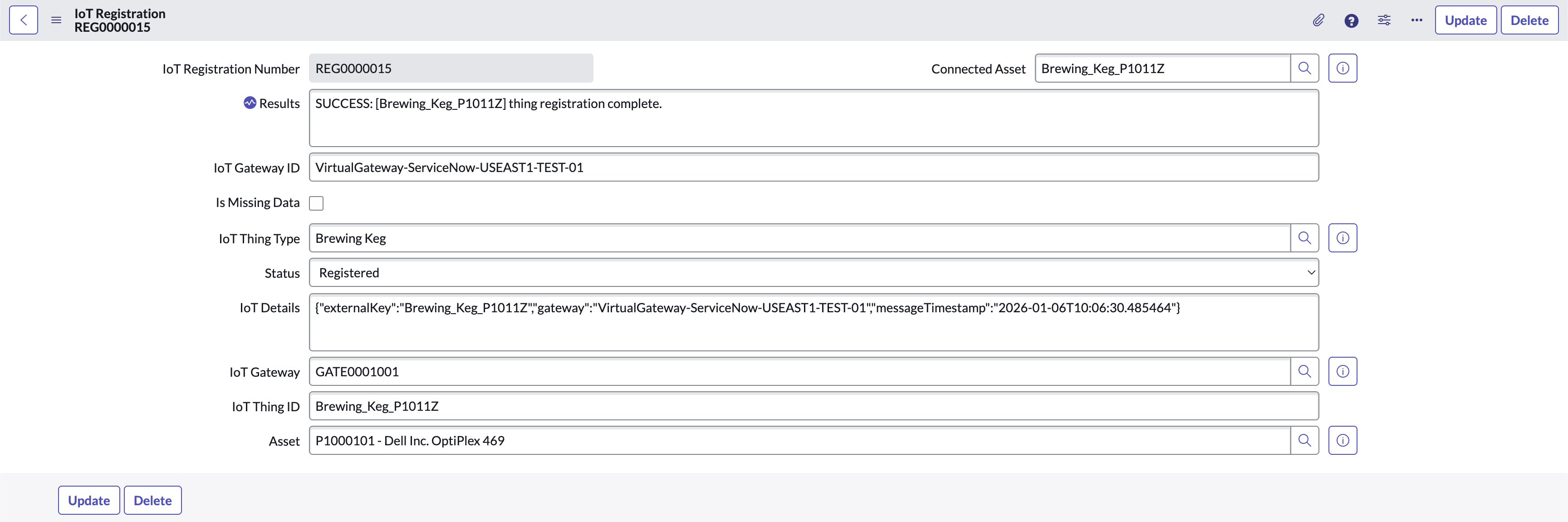 Successful Registration Record