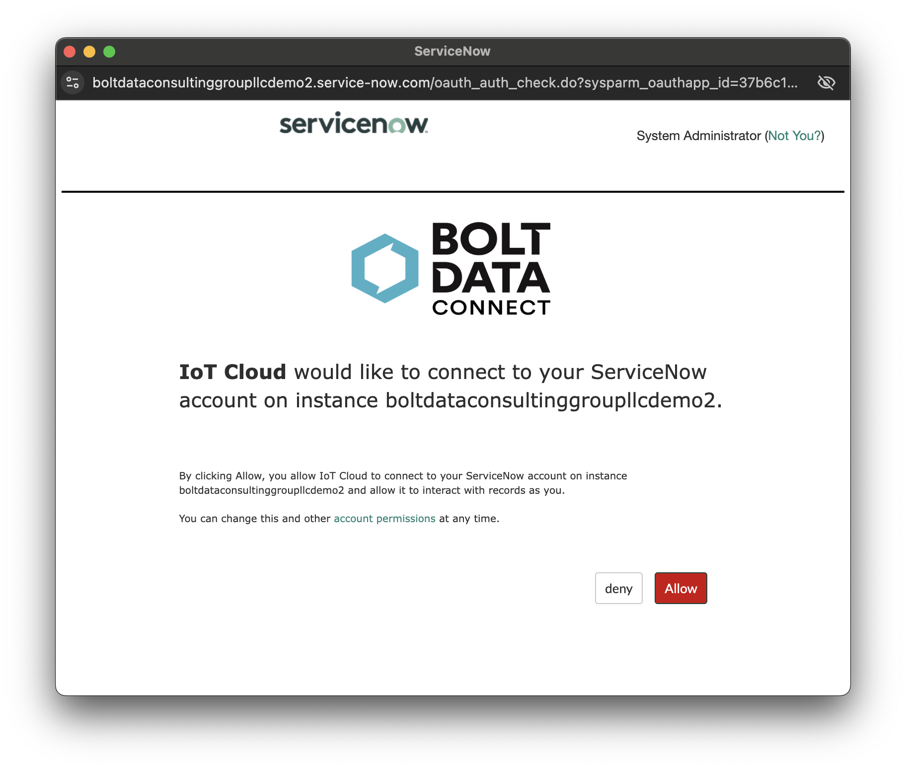 Allow the IoT Cloud to access your Org