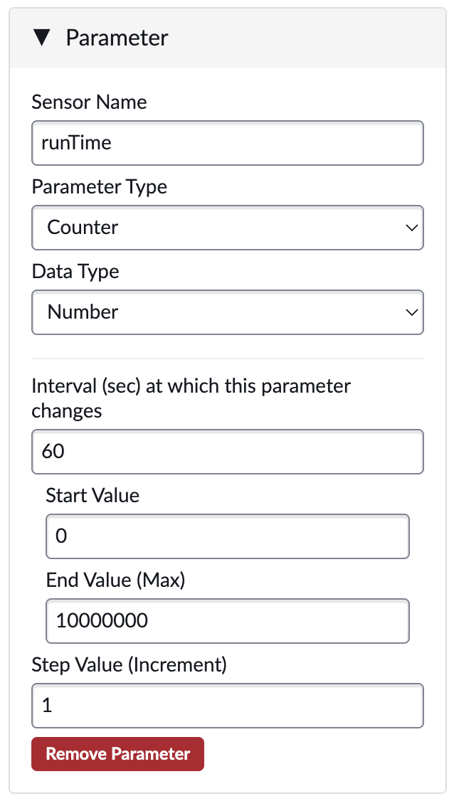 Simulator Parameter - Counter