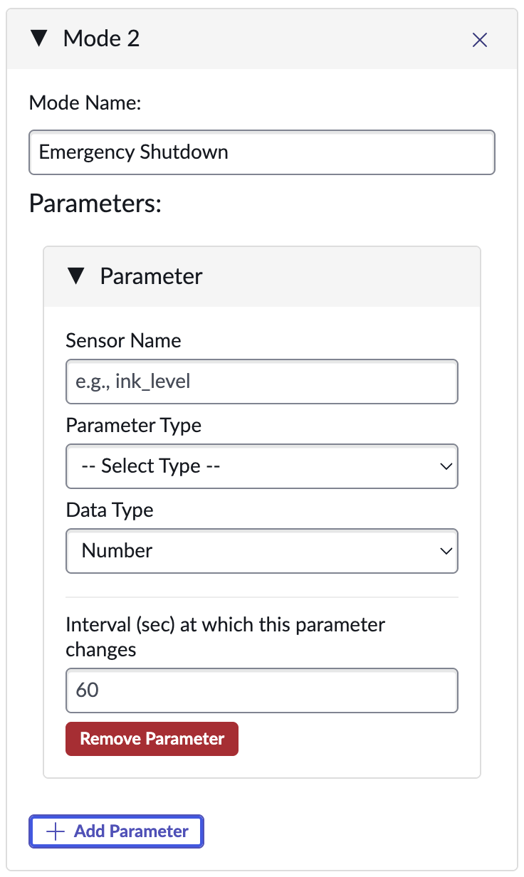 Filling our a Constant Mode Constant Parameter