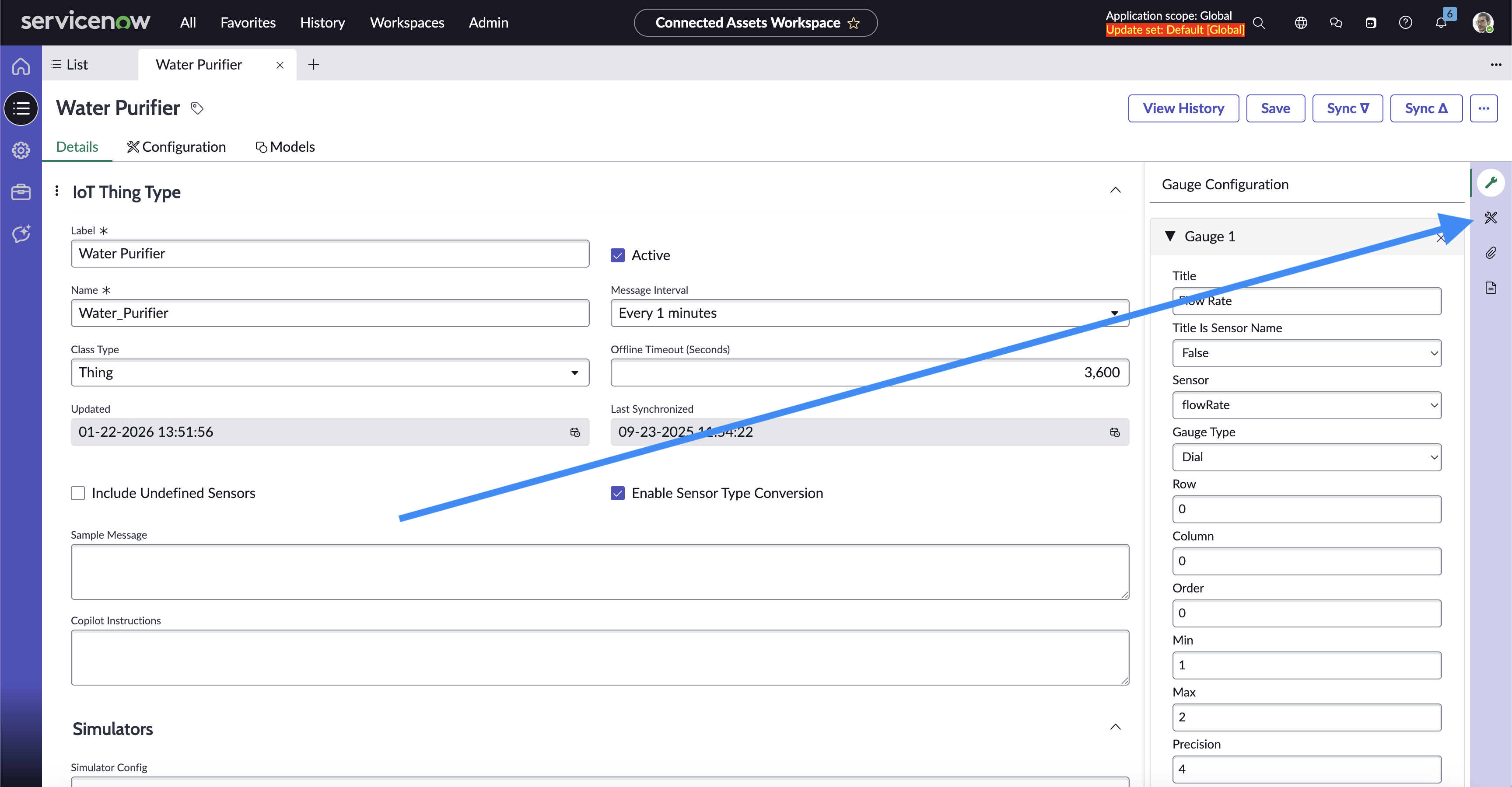 Simulator Builder Button on a Thing Page