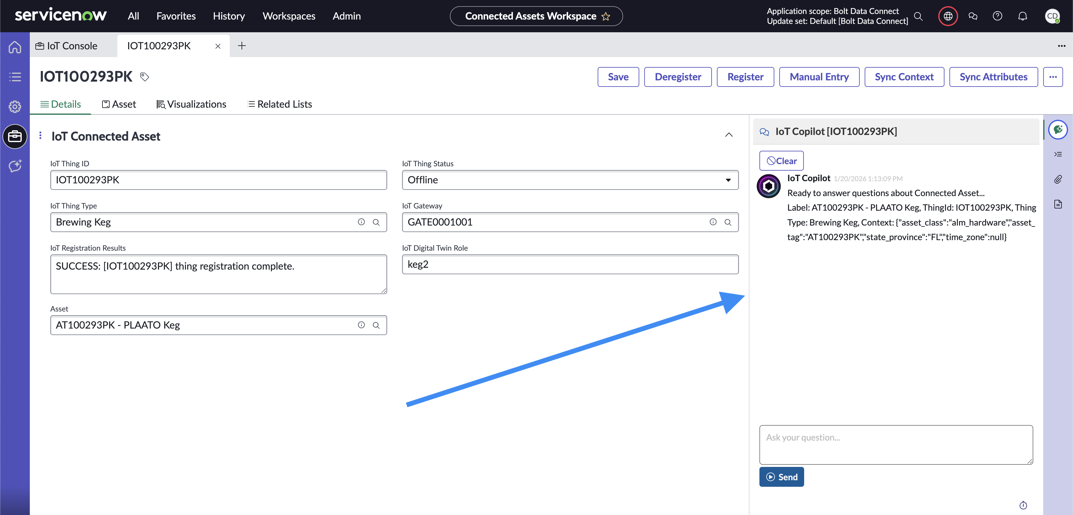 IoT Copilot Connected Asset Chat